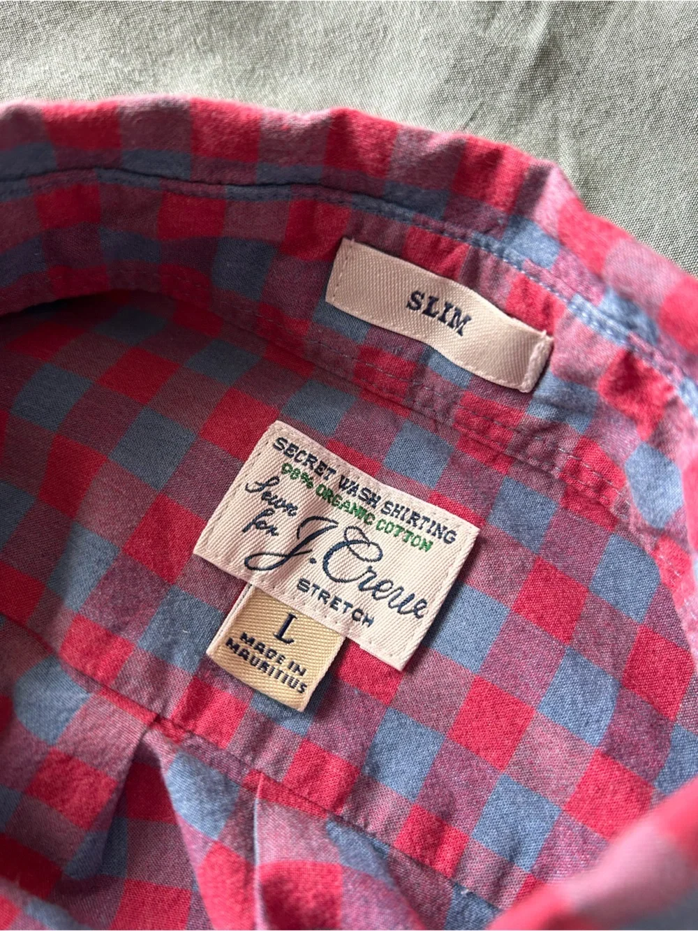 J. Crew red and Blue Gingham Button-Down Shirt